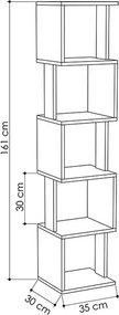 Βιβλιοθήκη Piri Megapap χρώμα λευκό 35x30x161εκ.