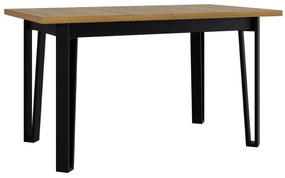 Τραπέζι Victorville 354, Grandson δρυς, Μαύρο, 79x80x140cm, 40 kg, Επιμήκυνση, Πλαστικοποιημένη μοριοσανίδα, Μέταλλο | Epipla1.gr