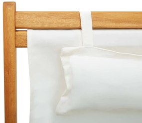 vidaXL Σεζλόνγκ Πτυσσόμενη Κρεμ από Μασίφ Ξύλο Ευκαλύπτου και Ύφασμα