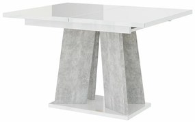 Τραπέζι Goodyear 107, Γυαλιστερό λευκό, Σκυρόδεμα, 75x90x120cm, 59 kg, Επιμήκυνση, Πλαστικοποιημένη μοριοσανίδα | Epipla1.gr