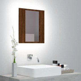 Έπιπλο Καθρέφτη Μπάνιου LED Καφέ Δρυς 40x12x45 εκ. Επεξ. Ξύλο - Καφέ