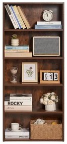 VEVOR 5 Tiers Narrow Bookshelf 53&quot; Wooden Open Bookcase Adjustable Shelf Brown
