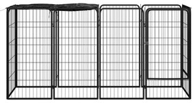 Κλουβί Σκύλου 10 Πάνελ Μαύρο 50x100 εκ. Ατσάλι με Βαφή Πούδρας - Μαύρο