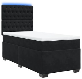 vidaXL Κρεβάτι Boxspring με Στρώμα Μαύρο 90x190 εκ. Βελούδινο