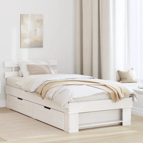 vidaXL Σκελετός Κρεβατιού Λευκό 75 x 190 cm Συμπαγές ξύλο πεύκου