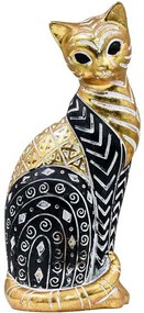 Διακοσμητική Φιγούρα Cat 374-225-470 10x8x23cm Black-Gold Πολυρεσίνη