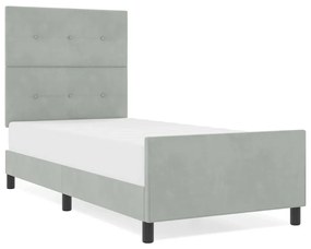 vidaXL Σκελετός Κρεβατιού Ανοιχτό γκρι 100 x 200 cm Βελούδο