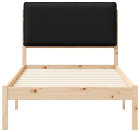 vidaXL Σκελετός Κρεβατιού με Επενδεδυμένο Κεφαλάρι Μαύρο 90 x 200 cm