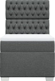 vidaXL Κρεβάτι Boxspring με Στρώμα Σκούρο Γκρι 90x190 εκ. Υφασμάτινο