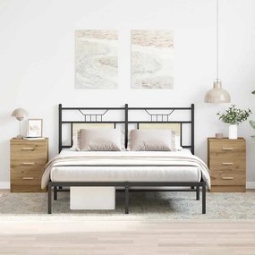 Κομοδίνα 2 τεμ. τεχνίτης Δρυς 38x35x55 εκ. από Επεξεργ Ξύλο 861127