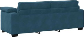 vidaXL Τριθέσιος Καναπές Μπλε Βελούδινος 220x77x82 εκ.