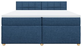 Κρεβάτι Boxspring με Στρώμα Μπλε 200x200 εκ. Υφασμάτινο - Μπλε