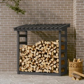 vidaXL Ραφιέρα Καυσόξυλων Γκρι 108x64,5x110 εκ. από Μασίφ Ξύλο Πεύκου
