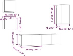 vidaXL Σετ Επίπλων Τηλεόρασης 5 Τεμαχίων Καπνιστή δρυς Επεξ. Ξύλο