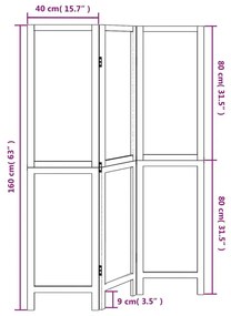 Διαχωριστικό Χώρου με 3 Πάνελ Σκ. Καφέ από Μασίφ Ξύλο Παυλώνιας - Καφέ