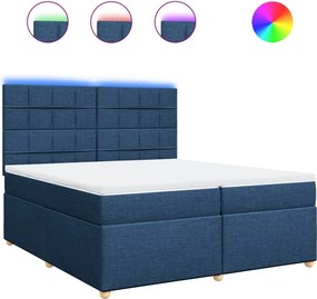 vidaXL Κρεβάτι Boxspring με Στρώμα Μπλε 200x200 εκ. Υφασμάτινο