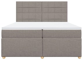 Κρεβάτι Boxspring με Στρώμα Taupe 200x200 εκ. Υφασμάτινο - Μπεζ-Γκρι