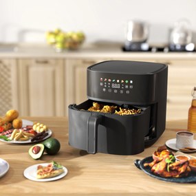 HOMCOM Φριτέζα Αέρος, Air Fryer, 8 Προγράμματα, 8 λίτρα, Οθόνη LED, Μαύρο