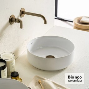 Bianco Ceramica Focus Επιτραπέζιος Πορσελάνινος Νιπτήρας Ø36εκ Λευκό Γυαλιστερό