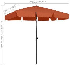 Ομπρέλα Θαλάσσης Τερακότα 200 x 125 εκ. - Καφέ