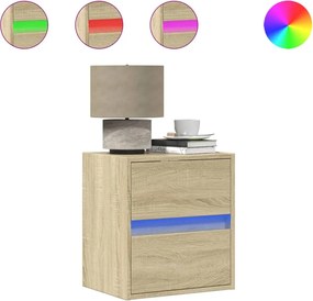 vidaXL Κομοδίνο Επιτοίχιο με Φώτα LED Sonoma Δρυς