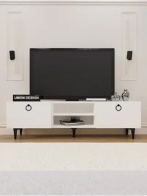 Stewehome Τηλεοπτική μονάδα με ράφια και πόδια τριών θυρών από πεύκο 150x32x42 cm