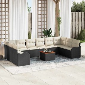 vidaXL Σετ Καναπέ Κήπου 11 pcs Μαύρος, λευκός