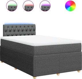 vidaXL Κρεβάτι Boxspring με Στρώμα Σκούρο Γκρι 120x190 εκ Υφασμάτινο