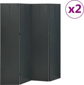 vidaXL Διαχωριστικά Δωματίου 2 τεμ 4 Πάνελ Ανθρακί 160x180εκ.  Ατσάλι