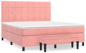 vidaXL Κρεβάτι Boxspring με Στρώμα Ροζ 180x200 εκ. Βελούδινο