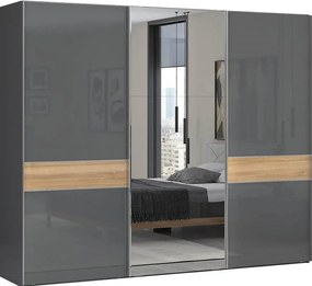 Ντουλάπα συρόμενη τρίφυλλη Agate 280 με καθρέπτη