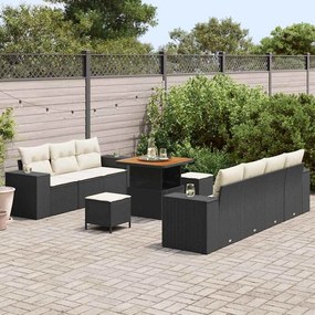 vidaXL Σετ Καναπέ Κήπου 10 pcs Μαύρο, Κρέμα 80 x 80 x 71 cm