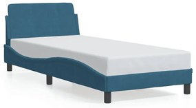 vidaXL Πλαίσιο Κρεβατιού με Κεφαλάρι Μπλε 90 x 190 εκ. Βελούδινο