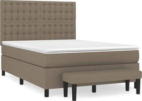 vidaXL Κρεβάτι Boxspring με Στρώμα Taupe 140x190 εκ. Υφασμάτινο