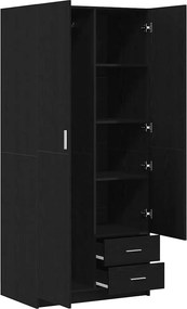 vidaXL Ντουλάπι Μαύρη Οξυά 80 x 52 x 180 εκ Επεξεργασμένο ξύλο