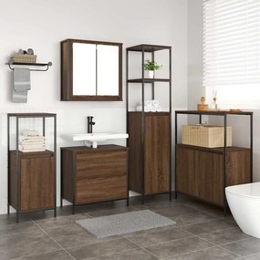 vidaXL Σετ Επίπλων Μπάνιου με ράφι 5 pcs Καφέ 76.5 x 35 x 95 εκ