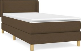 vidaXL Κρεβάτι Boxspring με Στρώμα Σκούρο Καφέ 90x190 εκ. Υφασμάτινο