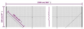 Συρματόπλεγμα Περίφραξης Ανθρακί 2,2 x 25 μ. με Βάσεις Φλάντζα - Ανθρακί