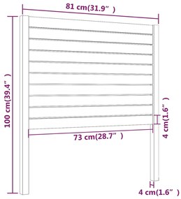 vidaXL Κεφαλάρι Κρεβατιού Γκρι 81 x 4 x 100 εκ. από Μασίφ Ξύλο Πεύκου