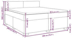 Κρεβάτι Boxspring με Στρώμα Σκούρο Γκρι 200x200 εκ. Βελούδινο - Γκρι