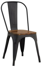 RELIX Wood Καρέκλα, Μέταλλο Βαφή Μαύρο Extra Matte, Απόχρωση Ξύλου Dark Oak  45x53x85cm [-Μαύρο/Καρυδί-] [-Μέταλλο/Ξύλο-] Ε5191W,1W