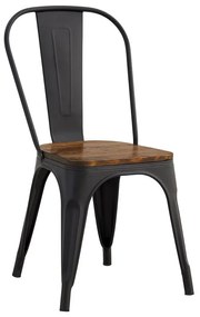 RELIX Wood Καρέκλα Μέταλλο Βαφή Μαύρο Extra Matte, Κάθισμα Dark Oak, Στοιβαζόμενη  45x53x85cm Ε5191W,1W