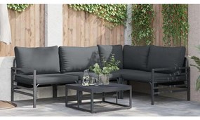 vidaXL Σετ Καναπέ Κήπου με μαξιλάρι 6 pcs Μαύρο Ατσάλι