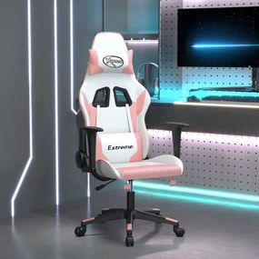 Καρέκλα Gaming Λευκό και Ροζ από Συνθετικό Δέρμα