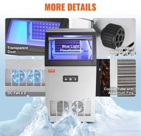 VEVOR Commercial Ice Maker Freestanding Cabinet Machine 120lbs/24H 50 Ice Cubes