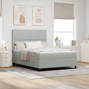 vidaXL Κρεβάτι Box Spring με Στρώμα & LED Γκρι 140x190 εκ. Βελούδο
