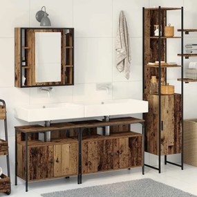 vidaXL Σετ Ντουλαπιών Μπάνιου 4 pcs Παλαιό ξύλο 33 x 33 x 185.5 εκ
