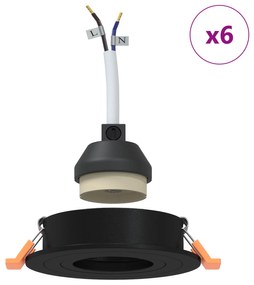 vidaXL Ενσωματωμένα Φώτα 6 τεμ Στρογγυλά GU10 Μαύρο Ø91 χλστ