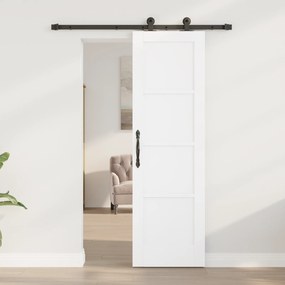 vidaXL Συρόμενη Πόρτα με Σετ Εξαρτημάτων 'ORKDAL' Λευκό Μασίφ Ξύλο Πεύκου