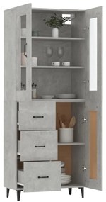 vidaXL Ντουλάπι Γκρι Σκυροδέματος 69,5x34x180 εκ. Επεξεργασμένο Ξύλο